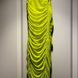 Midi neon green ruched dress